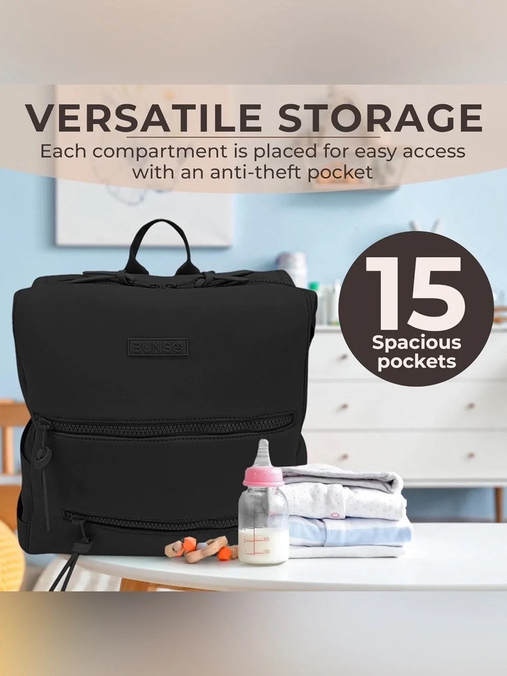 Bunso neoprene Diaper Backpack – 15 Pocket Baby Organizer